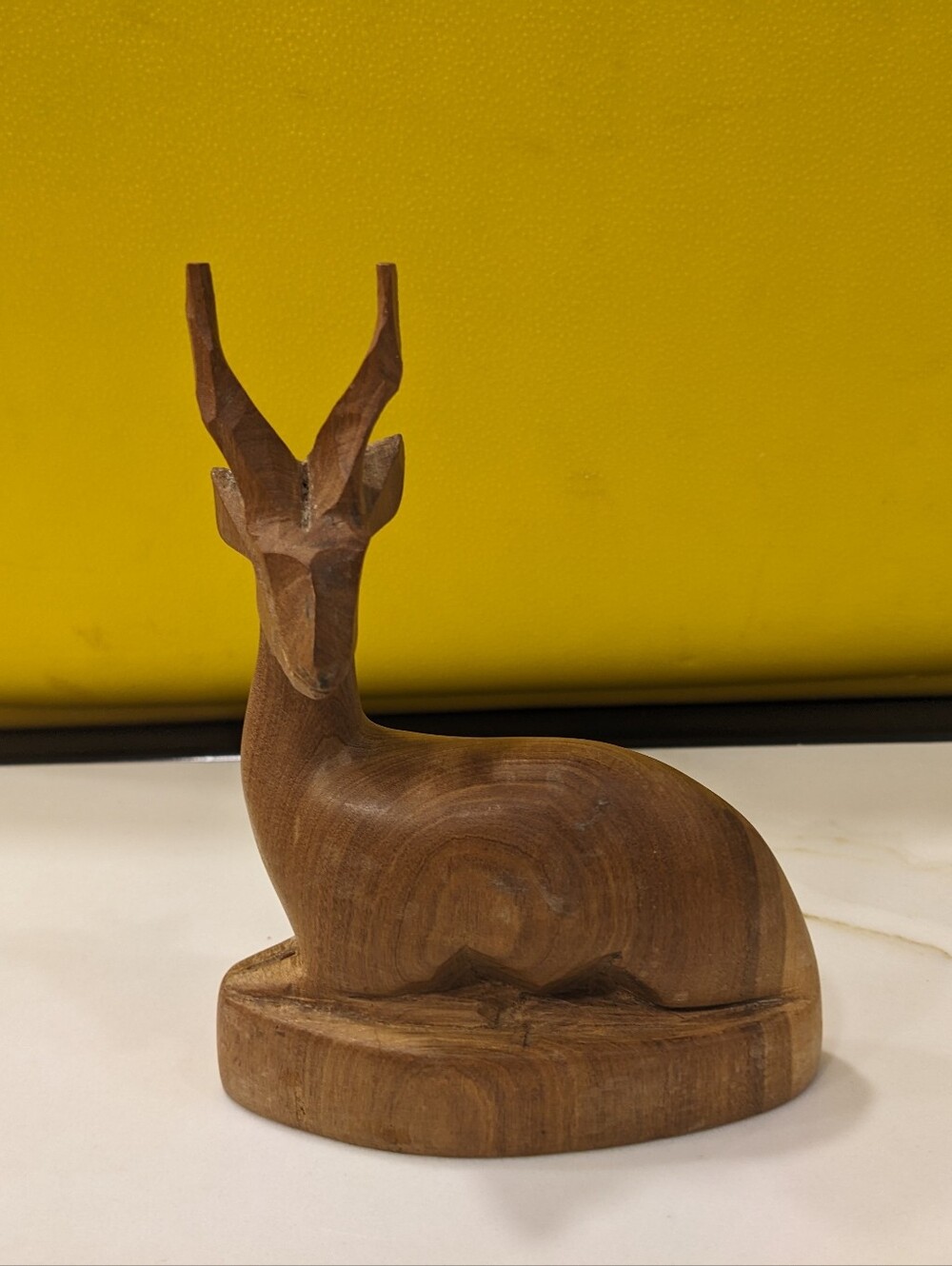 VTG Hand Carved Gazelle Antelope Deer Animal Wood Figurine Statute Mid-Century